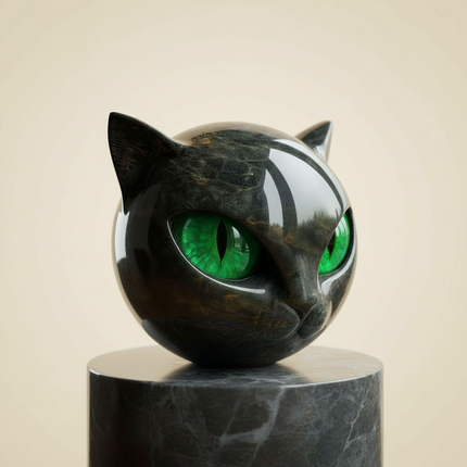 Decorative Cat Sculpture with Glossy Finish | Unique Accent for Modern Home Decor