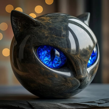 Decorative Cat Sculpture with Glossy Finish | Unique Accent for Modern Home Decor