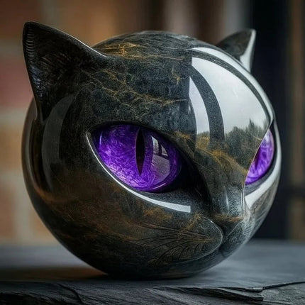 Decorative Cat Sculpture with Glossy Finish | Unique Accent for Modern Home Decor