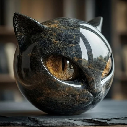 Decorative Cat Sculpture with Glossy Finish | Unique Accent for Modern Home Decor