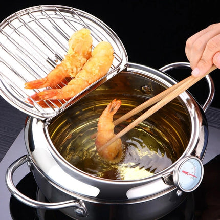 Deep Fryer with Built-In Thermometer for Precise Temperature Control | Stainless Steel Kitchen Appliance for Perfectly Crispy Results