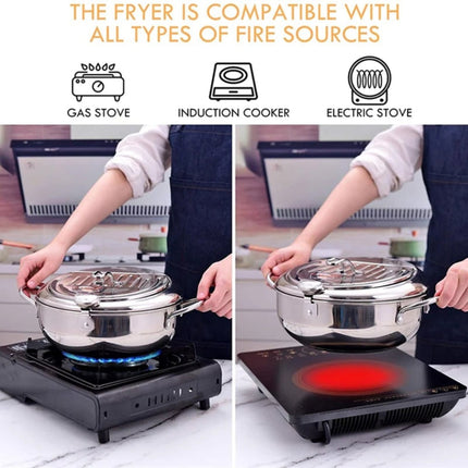 Deep Fryer with Built-In Thermometer for Precise Temperature Control | Stainless Steel Kitchen Appliance for Perfectly Crispy Results