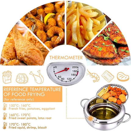 Deep Fryer with Built-In Thermometer for Precise Temperature Control | Stainless Steel Kitchen Appliance for Perfectly Crispy Results
