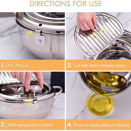 Deep Fryer with Built-In Thermometer for Precise Temperature Control | Stainless Steel Kitchen Appliance for Perfectly Crispy Results