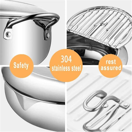 Deep Fryer with Built-In Thermometer for Precise Temperature Control | Stainless Steel Kitchen Appliance for Perfectly Crispy Results