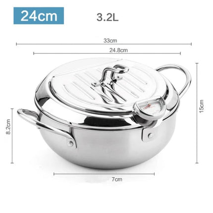 Deep Fryer with Built-In Thermometer for Precise Temperature Control | Stainless Steel Kitchen Appliance for Perfectly Crispy Results
