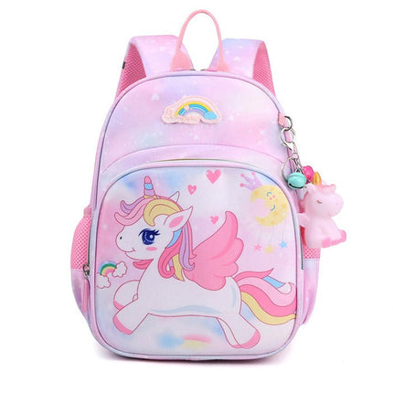Kids Backpack for School, Unicorn Backpack with Pastel Rainbow Design and Charm, Pink Backpack with Padded Straps