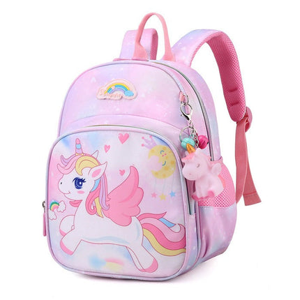 Kids Backpack for School, Unicorn Backpack with Pastel Rainbow Design and Charm