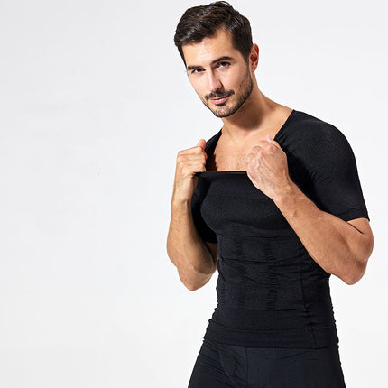 Compression Undershirt for Men, Seamless Slimming Base Layer in Breathable Stretch Fabric, Sizes M to 2XL