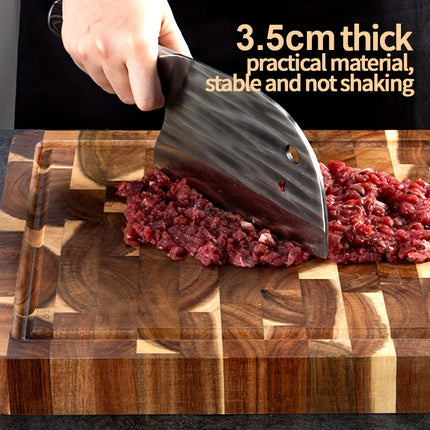 Acacia Wood Cutting Board with End Grain Design | Durable Chopping Block with Juice Groove for Easy Meal Prep