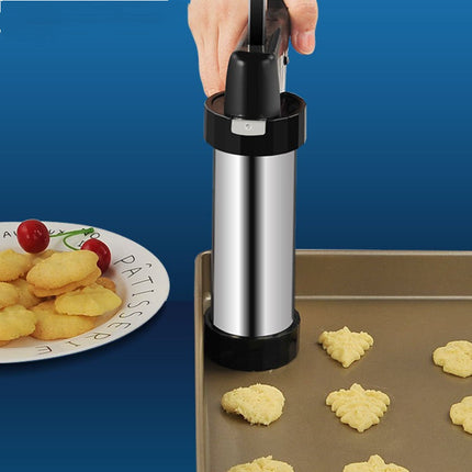 Cookie Press Maker with 12 Interchangeable Steel Discs and Icing Tips, Manual Spritz Cookie Gun for Holiday Baking