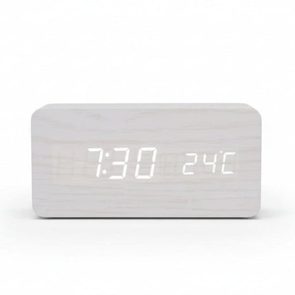 Modern LED Alarm Clock with Adjustable Brightness & Three Alarms | Stylish Wooden Design for Time Management