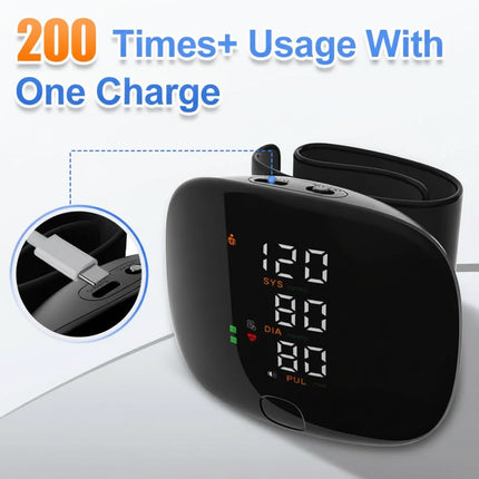 Digital Blood Pressure Monitor Wrist with Arrhythmia Detection | USB Rechargeable for Easy Home Monitoring