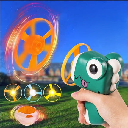 Dinosaur Spinning Top Launcher with Frisbee Function | Two-in-One Outdoor Toy for Active Play and Skill Development
