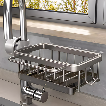 Dish Drying Rack Sink Organizer with Open Basket Design | Space-Saving Storage for Kitchen Essentials