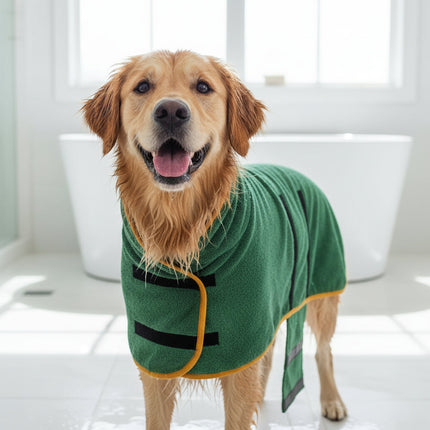 Dog Drying Coat with Adjustable Fit for Quick Water Absorption | Comfortable Towel for Bathing and Travel