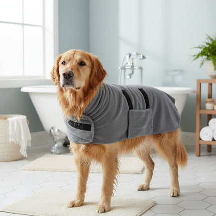 Dog Drying Coat with Adjustable Fit for Quick Water Absorption | Comfortable Towel for Bathing and Travel
