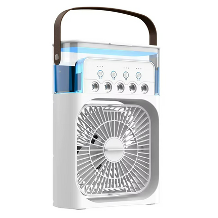Portable Air Cooler 3 in 1, USB Mist Fan with Portable Humidifier and LED Night Light, Quiet Portable Fan for Office