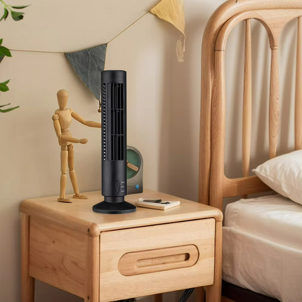 Portable Fan USB Powered, Bladeless Tower Fan with 2 Speed Settings, Mini Desk Fan for Home