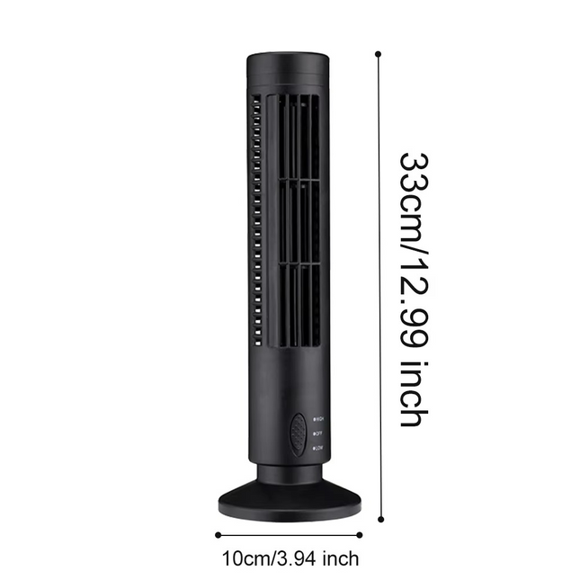 Portable Fan USB Powered, Bladeless Tower Fan with 2 Speed Settings