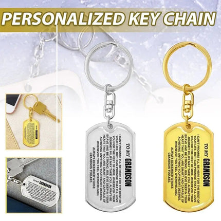 Engraved Keychain for Grandson, To My Grandson Key Chain Gift – image 6