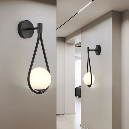 Teardrop Wall Light with Frosted Glass Globe | Modern Accent Lighting for Elegant Interiors