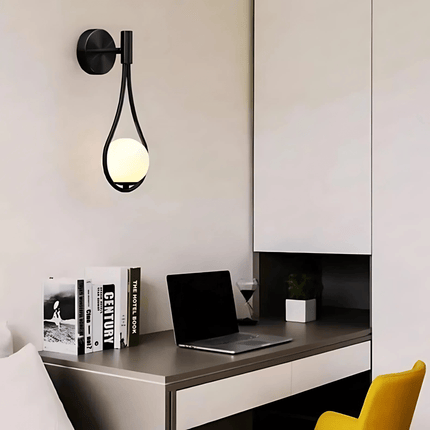 Teardrop Wall Light with Frosted Glass Globe | Modern Accent Lighting for Elegant Interiors