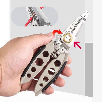 Wire Stripper Tool with Adjustable Tension, Strip Cut and Crimp Hand Tool with Ergonomic Grip for Electrical Wiring Jobs