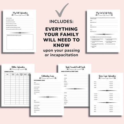 End of Life Planner Book, Funeral Planner with Bill Organizer – image 6