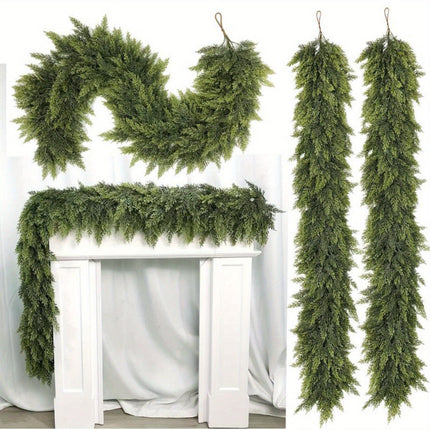 Art Deco Christmas Garland with Flexible Design | Unlit Decoration for Fireplace Mantle and Stair Railing