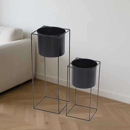 Metal Indoor Plant Stand with Modern Rectangular Frame | Durable Space-Saving Holder for Elegant Indoor Display