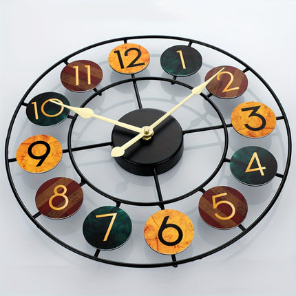 Colourful Metal Wall Clock with Silent Quartz Movement | Retro Design for Stylish Home Decor