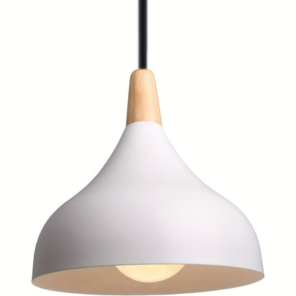 Teardrop Pendant Light with Adjustable Height | Metal & Wood Modern Lamp for Soft Ambient Dining Lighting