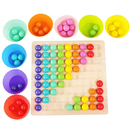 Bead Strategy Board Game with Colorful Beads, Match Three to Score Tabletop Game for Family Game Night, Screen-Free Play
