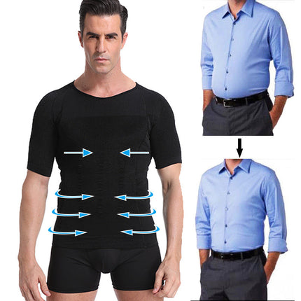Compression Undershirt for Men, Seamless Slimming Base Layer in Breathable Stretch Fabric, Sizes M to 2XL