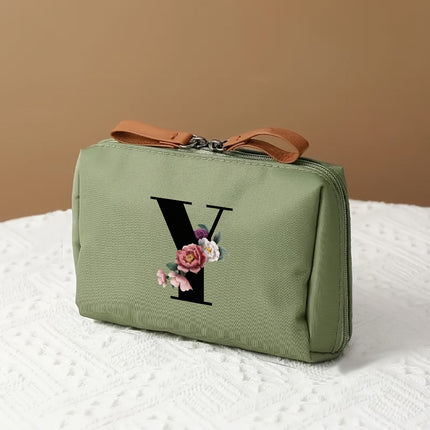 Elegant Makeup Bag Travel Organizer with Letter Design | Chic Cosmetic Case for Beauty Essentials