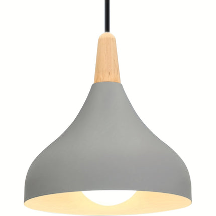 Teardrop Pendant Light with Adjustable Height | Metal & Wood Modern Lamp for Soft Ambient Dining Lighting