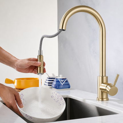 Pull Out Kitchen Faucet with Swivel Spout & Dual Spray Modes | Flexible Sink Cleaning for Easy Rinsing and Food Prep