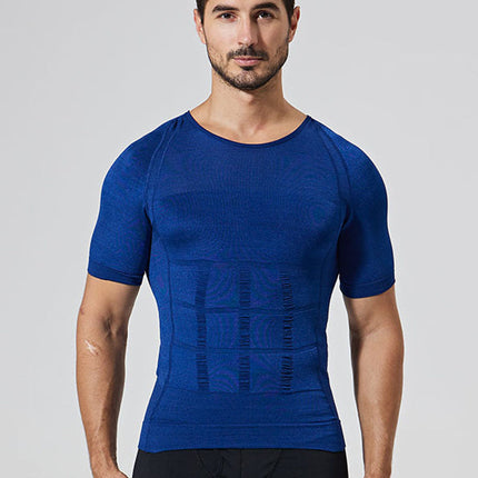 Compression Undershirt for Men, Seamless Slimming Base Layer in Breathable Stretch Fabric, Sizes M to 2XL