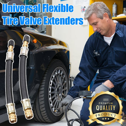 Valve Stem Extenders, Angled Copper Tire Valve Extender with Caps, Car Accessories for Trucks and Motorcycles
