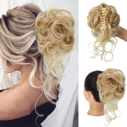 Messy Bun Hair Pieces, Curly Bun Hair Scrunchie with Elastic Band – image 17