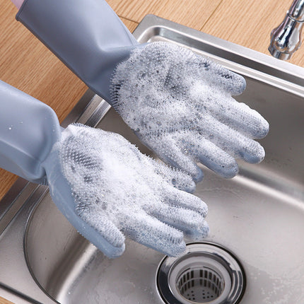 Silicone Scrubbing Gloves with Soft Bristles | Durable Cleaning Tool for Effortless Dishwashing