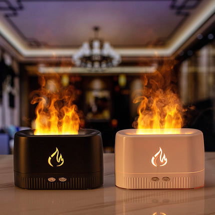 Flame Effect Essential Oil Diffuser, Quiet Aromatherapy Humidifier Under 36dB with Waterless Auto Off, Black or White