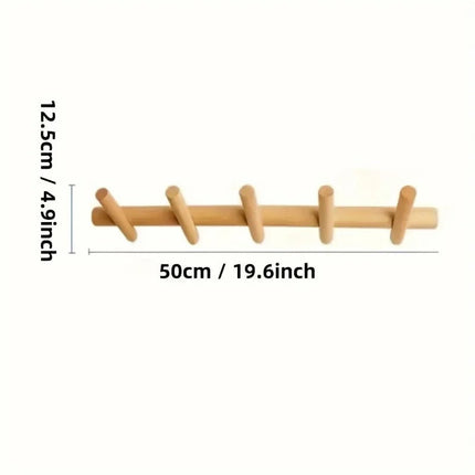 Solid Oak Wall Rack with Scandinavian Design | Stylish Organizer for Coats, Hats, and Accessories