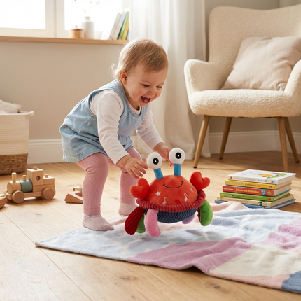 Interactive Musical Crab Toy with Voice Response Feature | Engaging Learning for Babies' Sensory Development