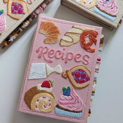 Handmade Recipe Journal, Blank Recipe Book to Write In with Embroidered Cover, Cute Notebook for Recipes and Cooking