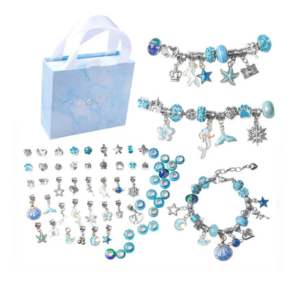 DIY Jewelry Making Kit with Colorful Beads, Charms and Adjustable String for Kids and Teen Crafters