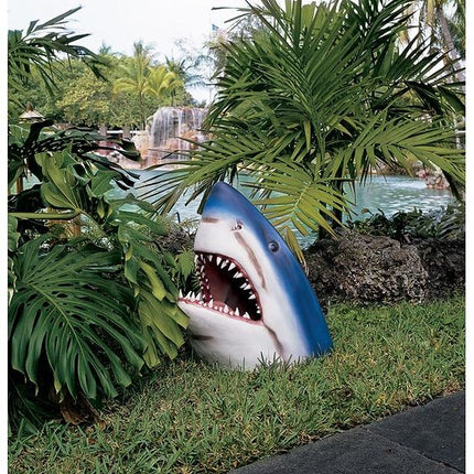 Shark Garden Sculpture Resin, Small Garden Statue Shark Figurine for Outdoor Display, Nautical Decor Garden Art