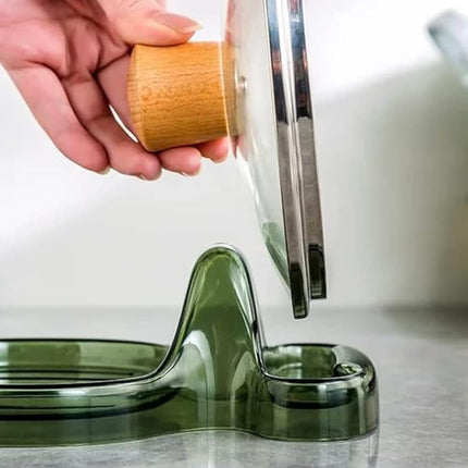 Kitchen Utensil Holder and Pot Lid Rack, Countertop Spoon Rest Stand for Spatulas and Lids