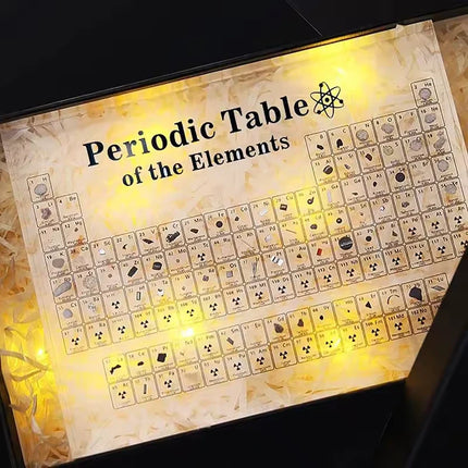 Periodic Table Wall Art with Element Samples, Chemistry Science Display Decor for Living Room, Hallway or Workspace